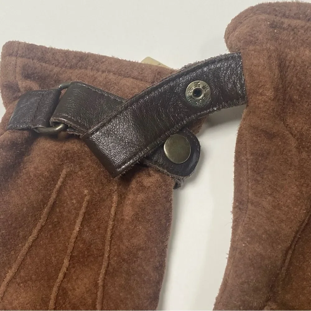 Women's Classic Chic Brown Suede Leather Gloves Size Small